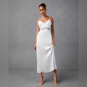 Therese Satin Lace Midi Dress